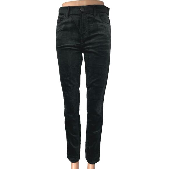 Ann Taylor Loft Black High Rise Velvet Velour Straight Denim Jeans Pants Size 26 - Picture 1 of 6